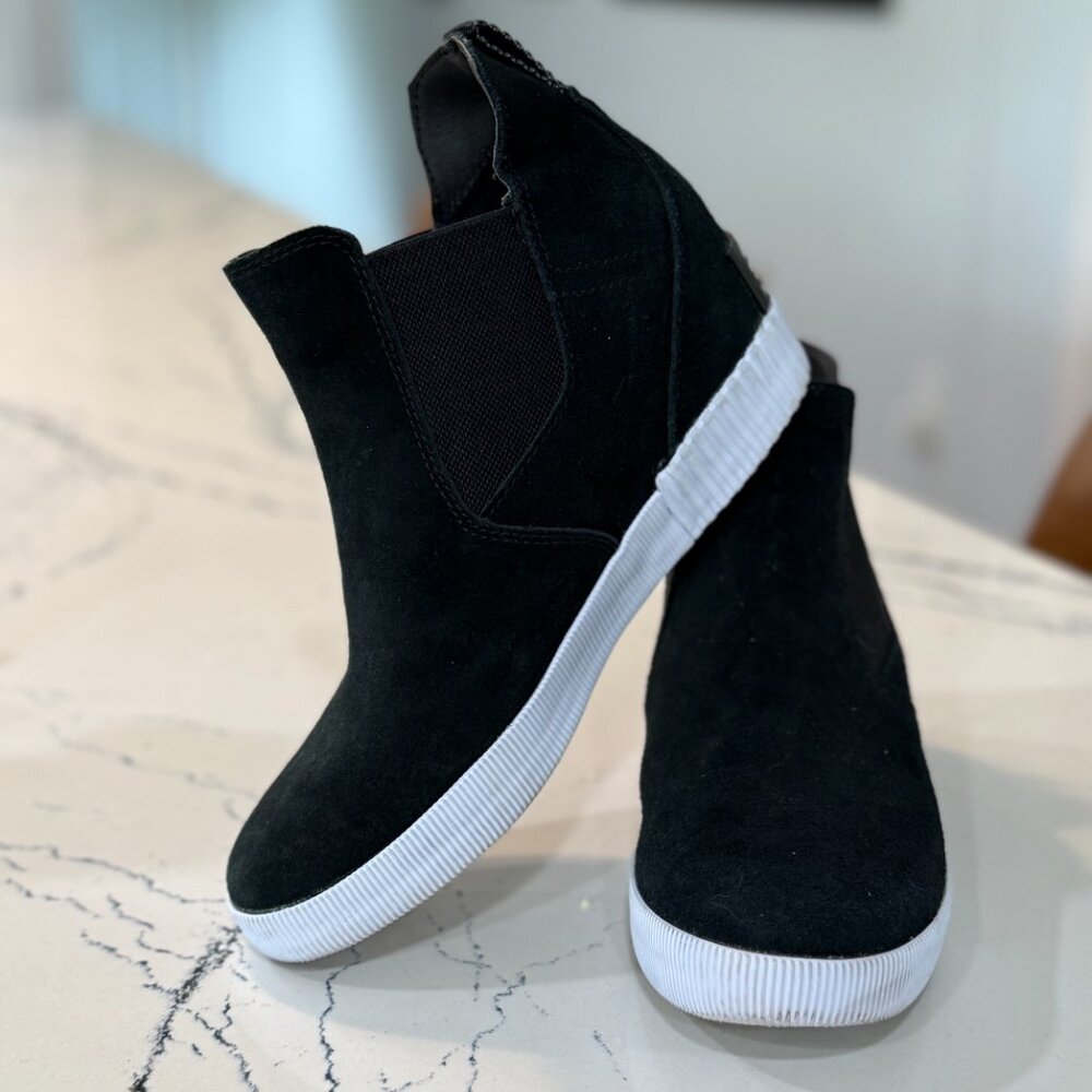 Sorel Women's Out N About Slip-On Wedge | Black Suede | NL4702-010 | Womens 8.5